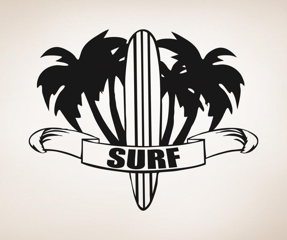 Vinyl Wall Decal Sticker Palm Trees and Surf #OS_AA1233