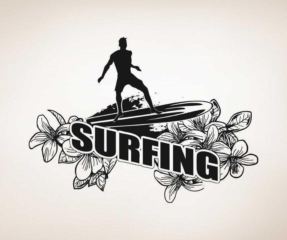 Vinyl Wall Decal Sticker Floral Surfing #OS_AA1234