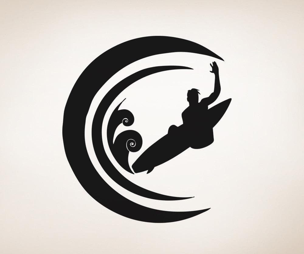 Vinyl Wall Decal Sticker Circular Wave Surf #OS_AA1235