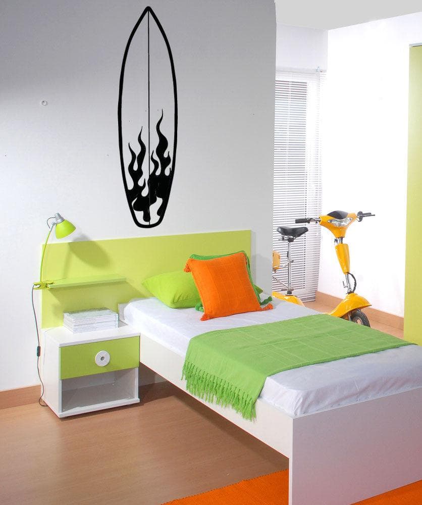 Surfboard Wall Decal. Flames Design. #OS_AA1238
