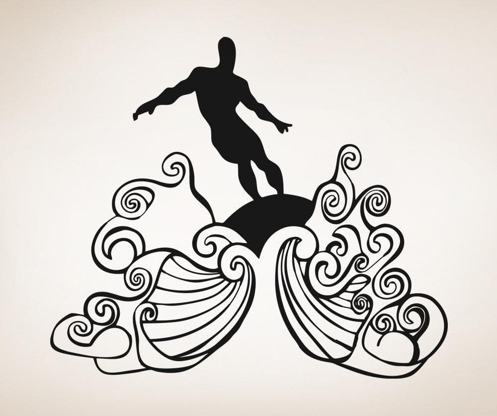 Vinyl Wall Decal Sticker Surfer on Waves #OS_AA1241
