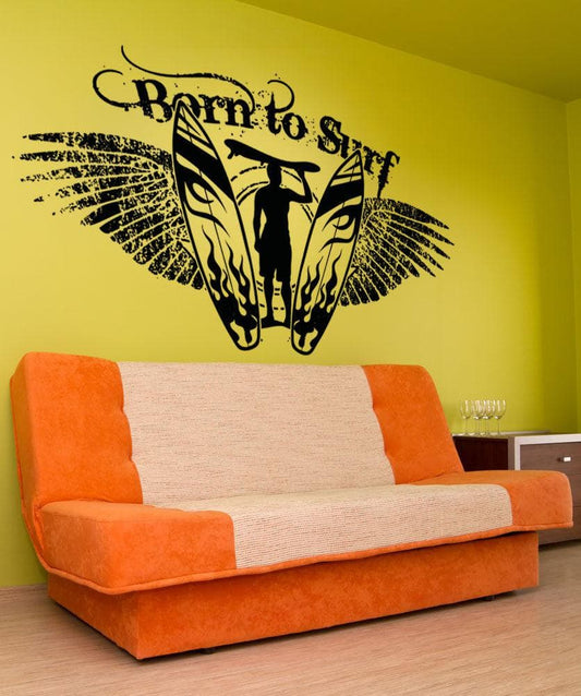 Vinyl Wall Decal Sticker Born to Surf #OS_AA1248