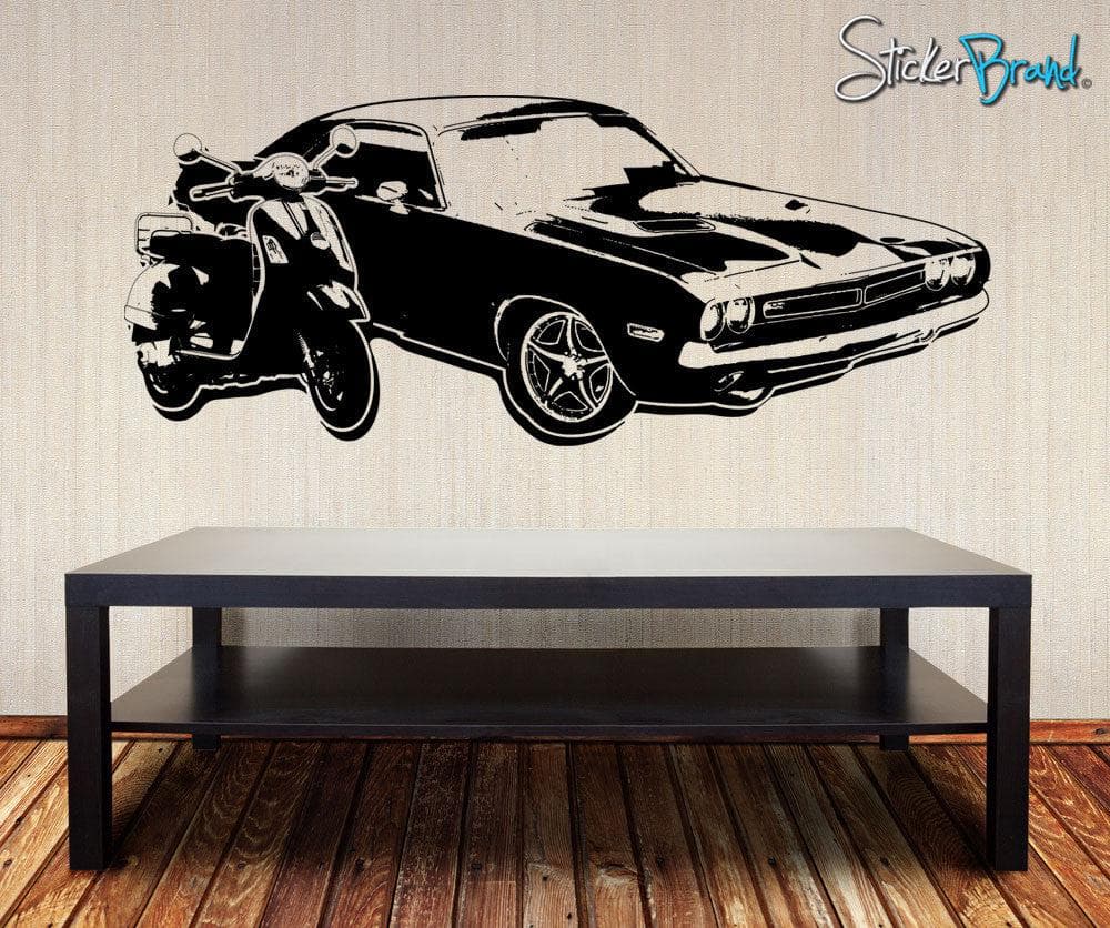 Vinyl Wall Decal Sticker 70's Inspired Car and Motorcycle #OS_AA126