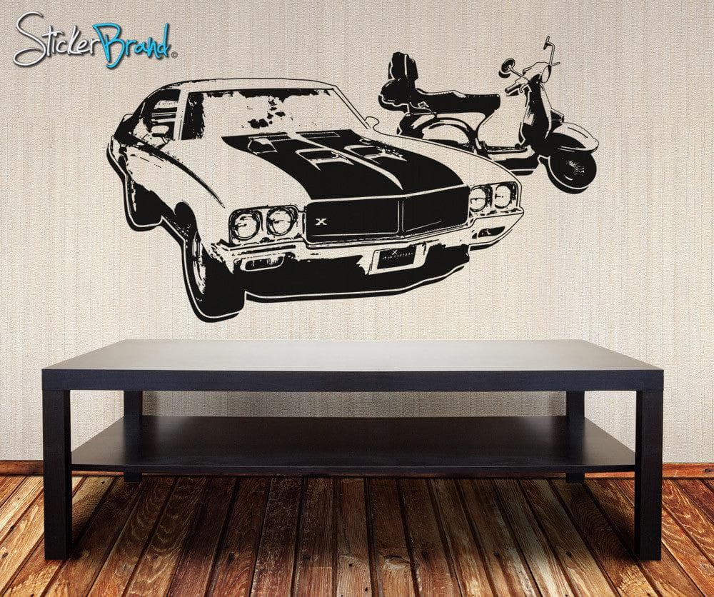 Vinyl Wall Decal Sticker 70's Inspired Car and Scooter #OS_AA127
