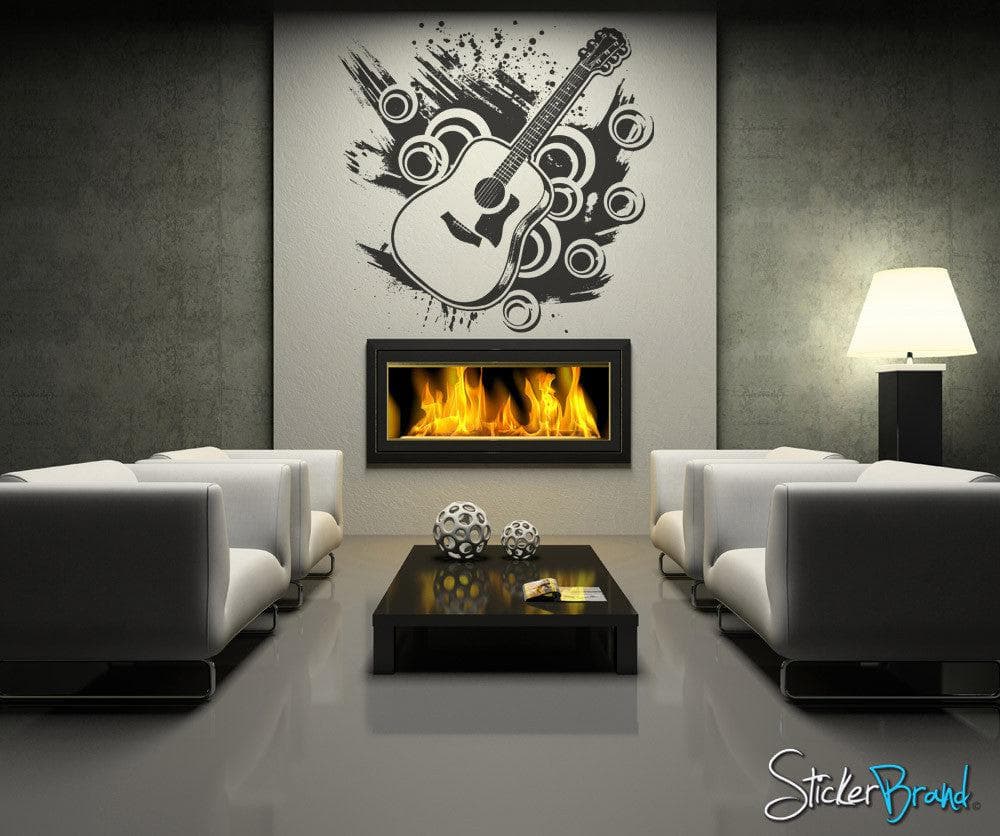 70's Inspired Guitar Vinyl Wall Decal Sticker. #OS_AA135