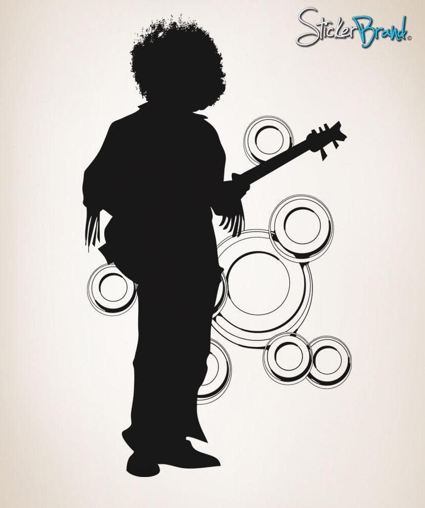 Vinyl Wall Decal Sticker 70's Afro Guitar Player #OS_AA140