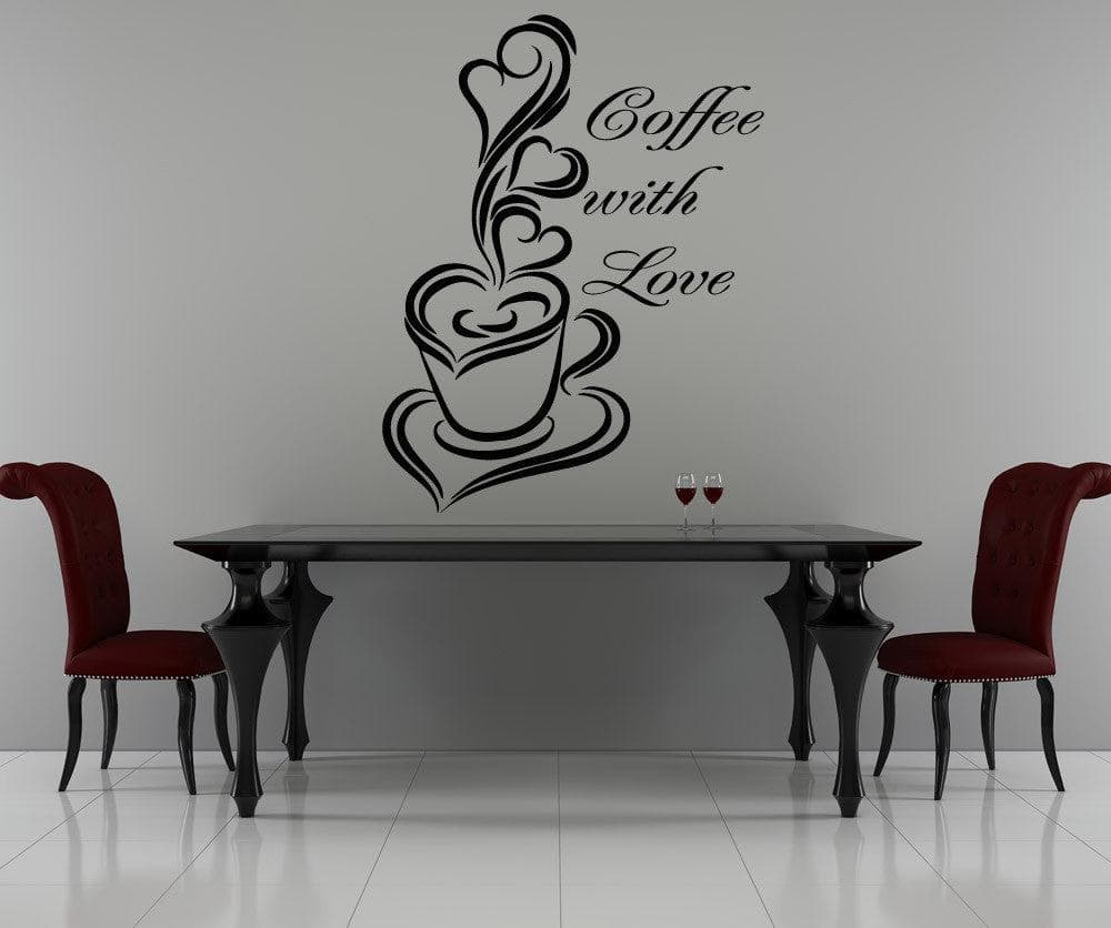 Coffee With Love Dining Room, Kitchen Wall Quote Decal. #OS_AA1420