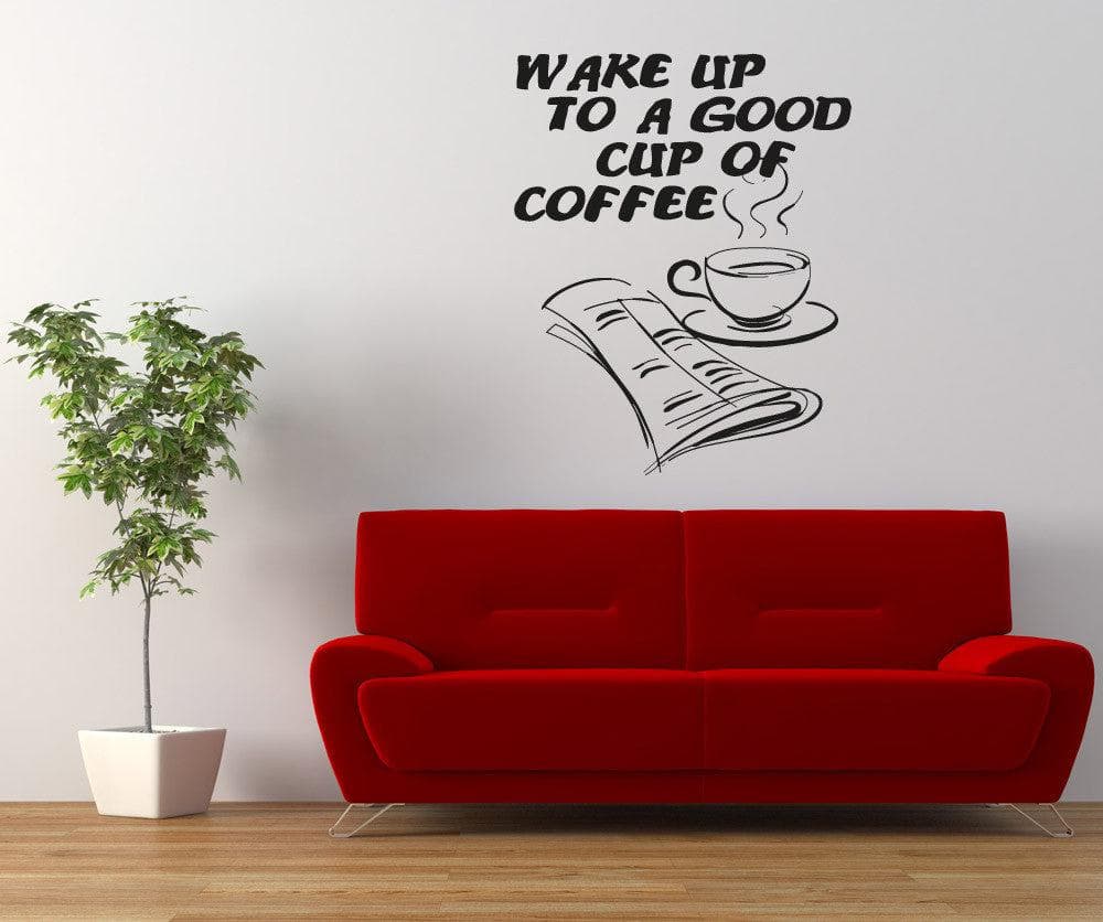Vinyl Wall Decal Sticker Wake Up Coffee #OS_AA1422