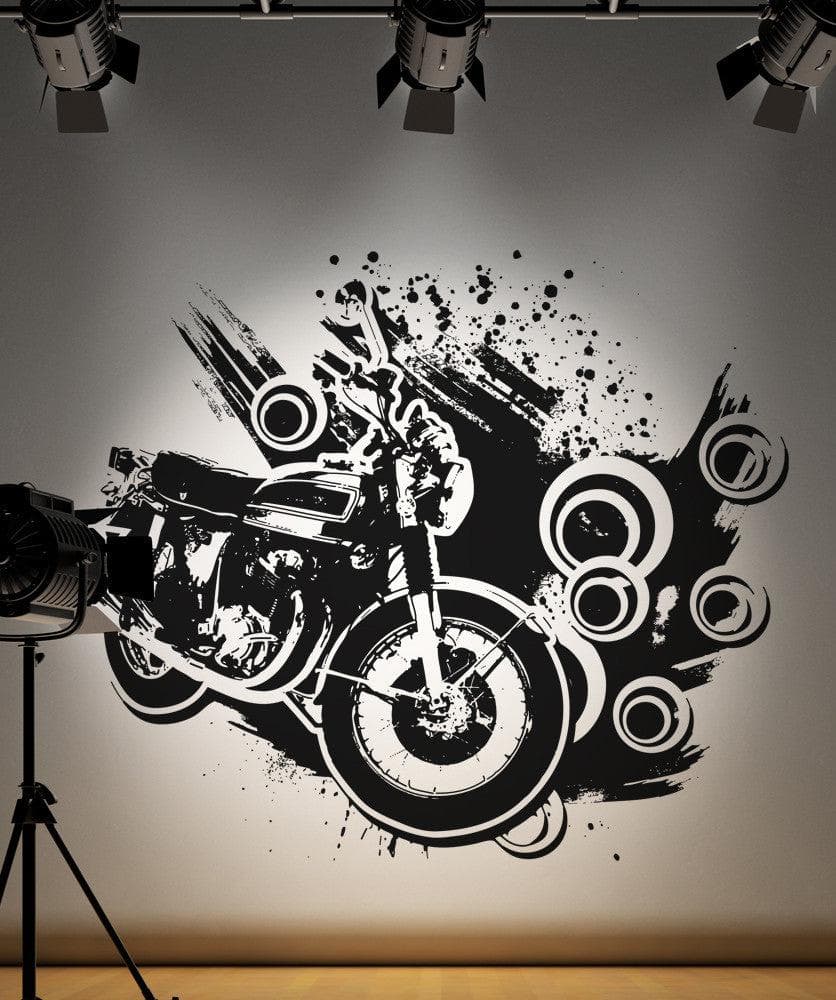 Vinyl Wall Decal Sticker 70's Inspired Motorcycle #OS_AA146