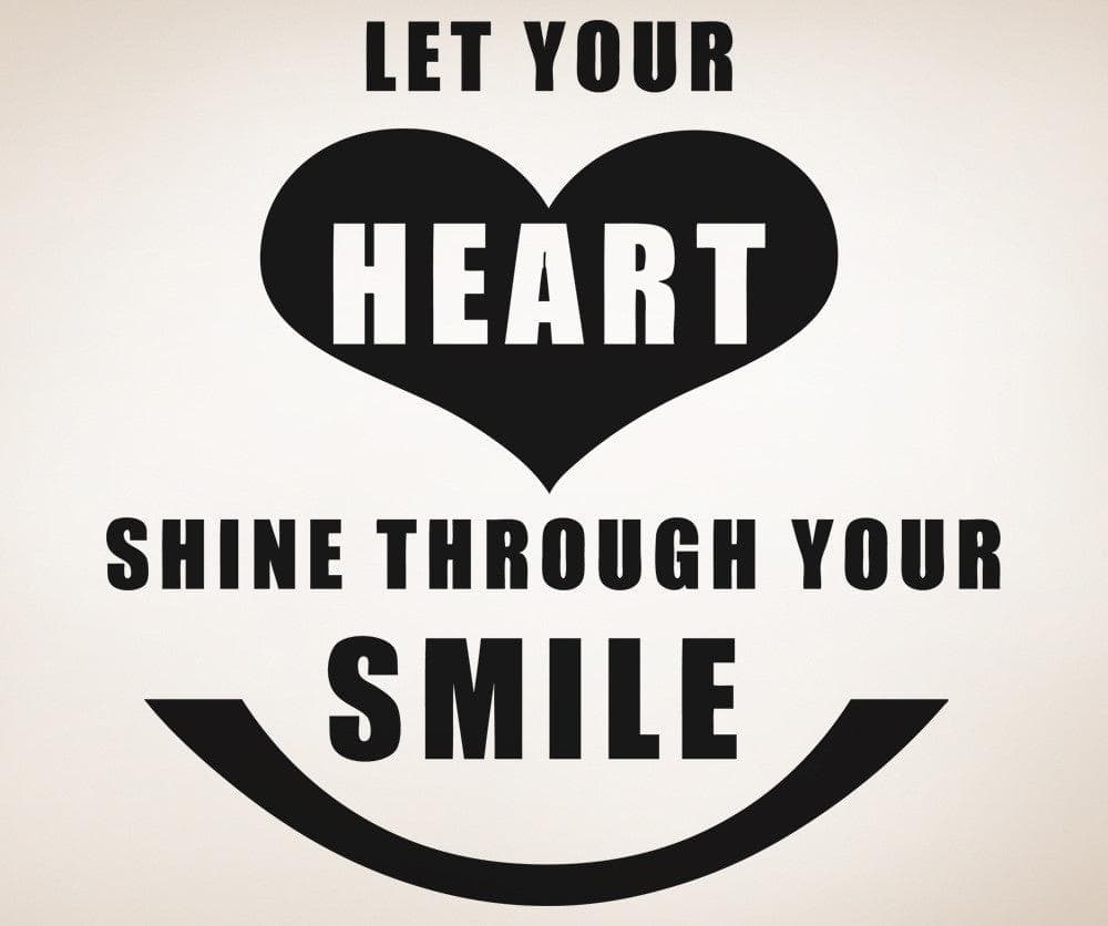 Vinyl Wall Decal Sticker Heart Through Smile Quote #OS_AA1500