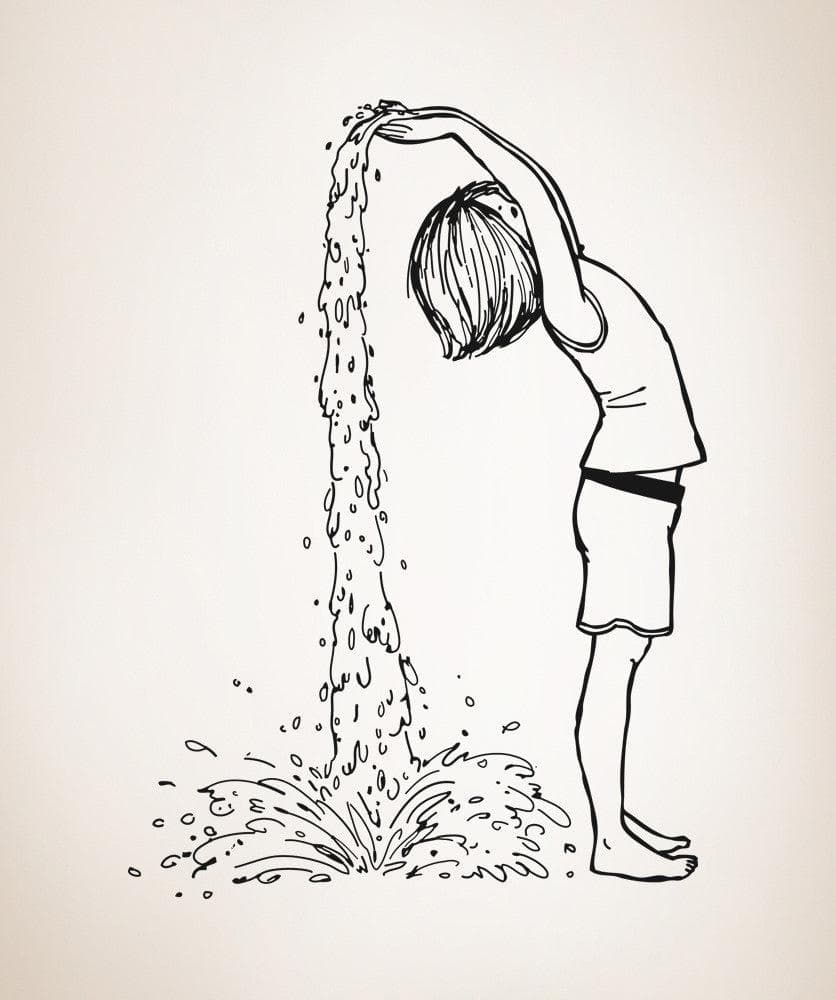 Vinyl Wall Decal Sticker Girl Making Waterfall #OS_AA1541