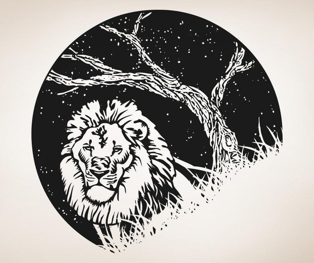Vinyl Wall Decal Sticker Lion at Night #OS_AA1553