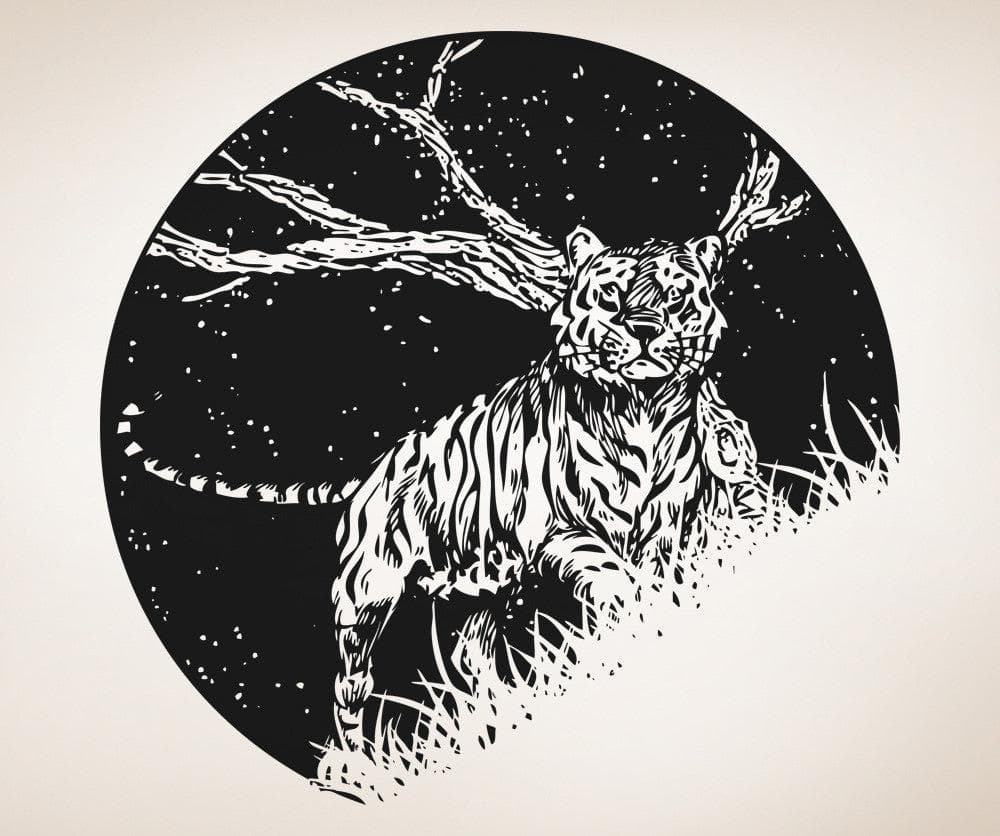 Vinyl Wall Decal Sticker Tiger at Night #OS_AA1554