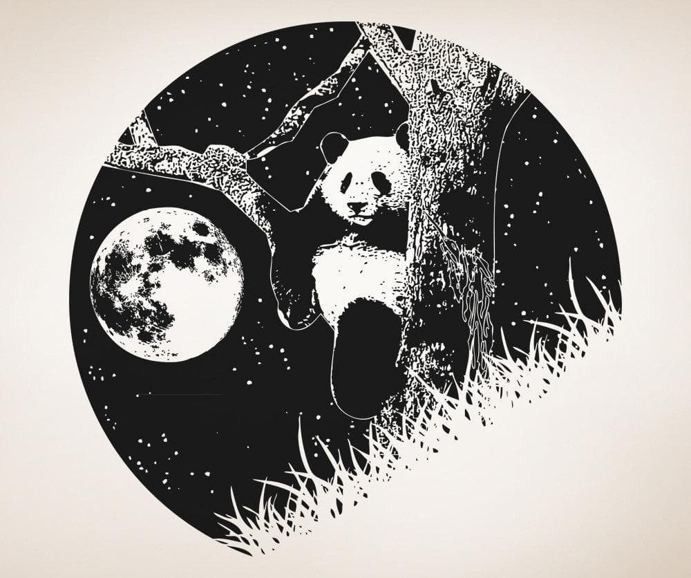 Vinyl Wall Decal Sticker Panda and the Moon #OS_AA1556