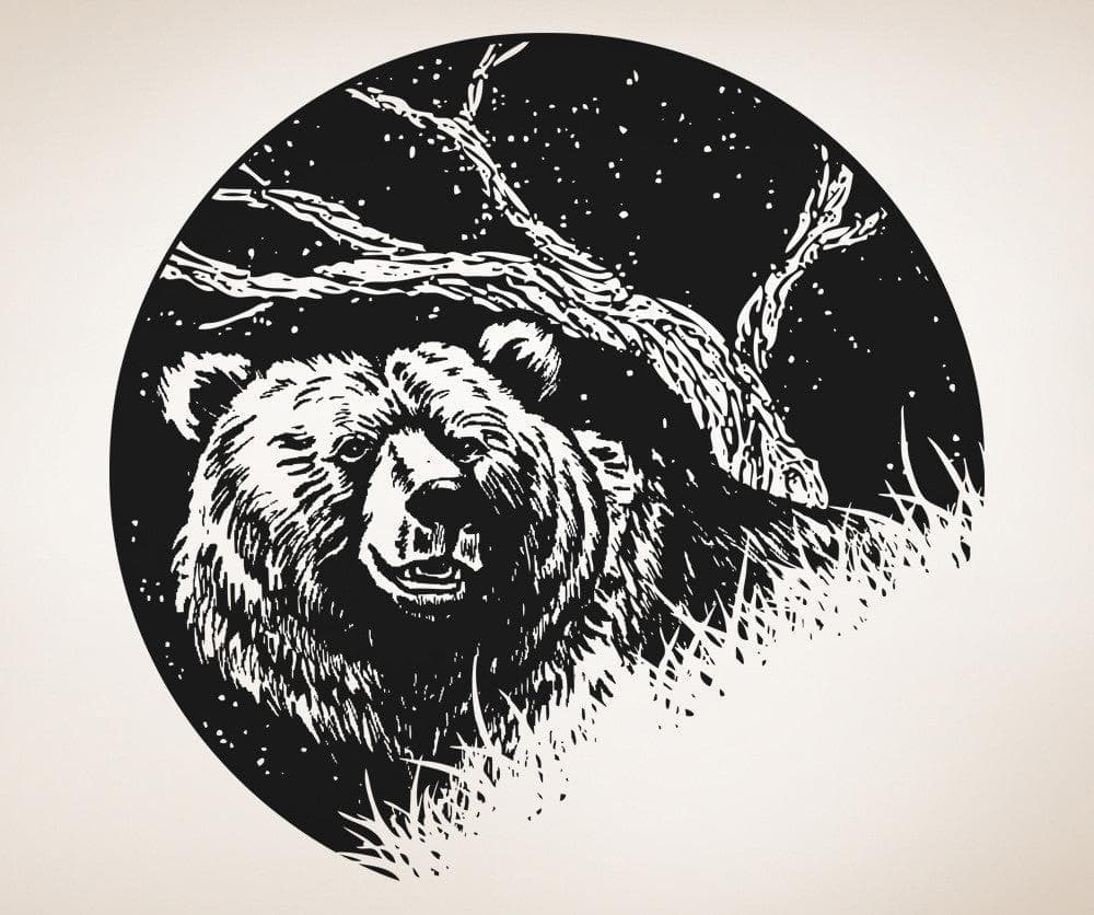 Vinyl Wall Decal Sticker Bear at Night #OS_AA1558