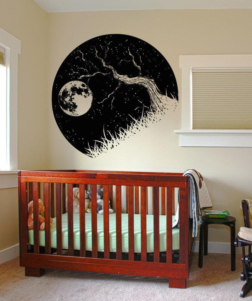 Vinyl Wall Decal Sticker Tree Branch and Moon #OS_AA1562