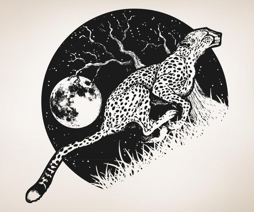 Vinyl Wall Decal Sticker Cheetah Running at Night #OS_AA1565