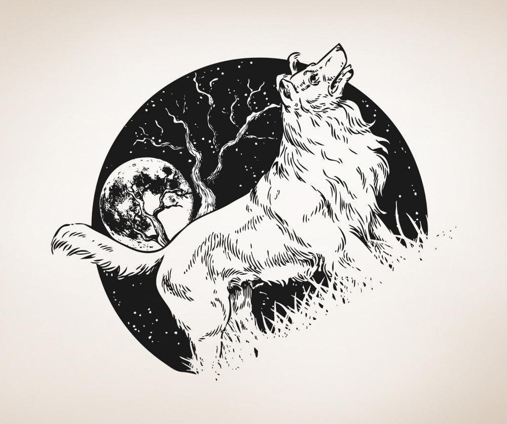 Vinyl Wall Decal Sticker Dog at Night #OS_AA1567