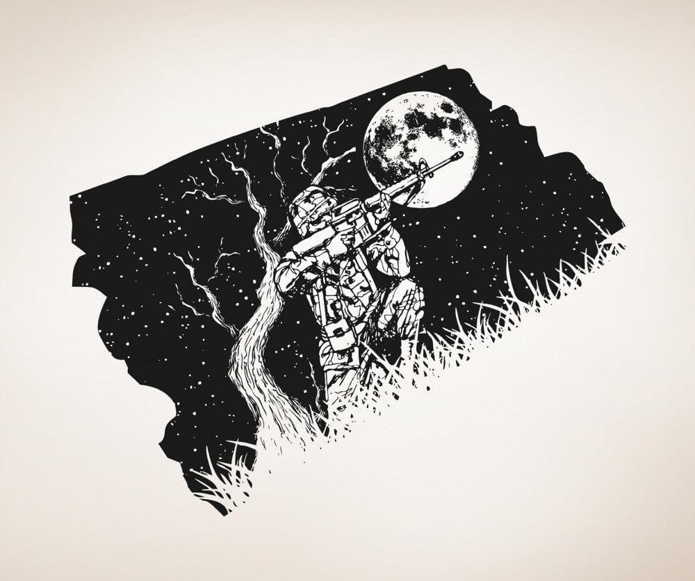 Vinyl Wall Decal Sticker Military Shooter at Night #OS_AA1571
