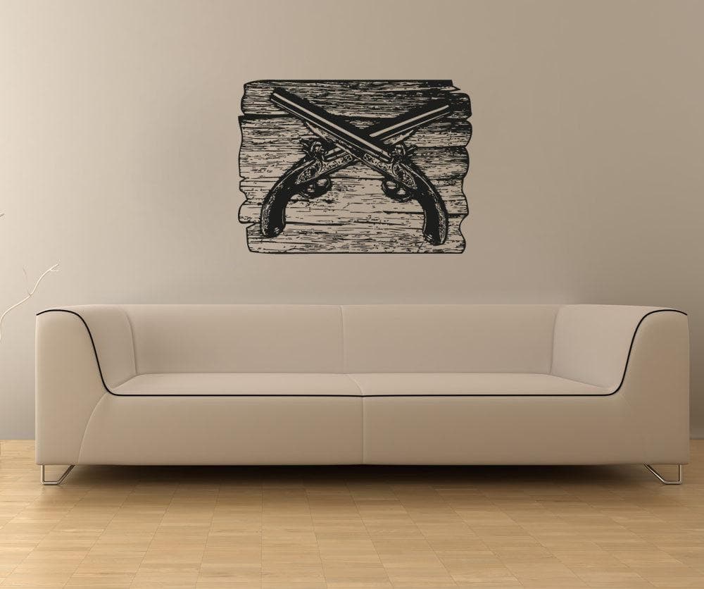 Vinyl Wall Decal Sticker Gun Plaque #OS_AA1594
