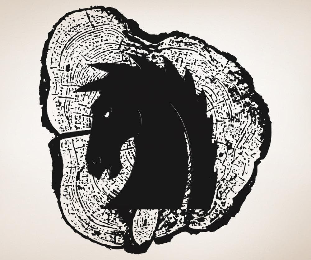 Vinyl Wall Decal Sticker Horse Head Wood Carving #OS_AA1599