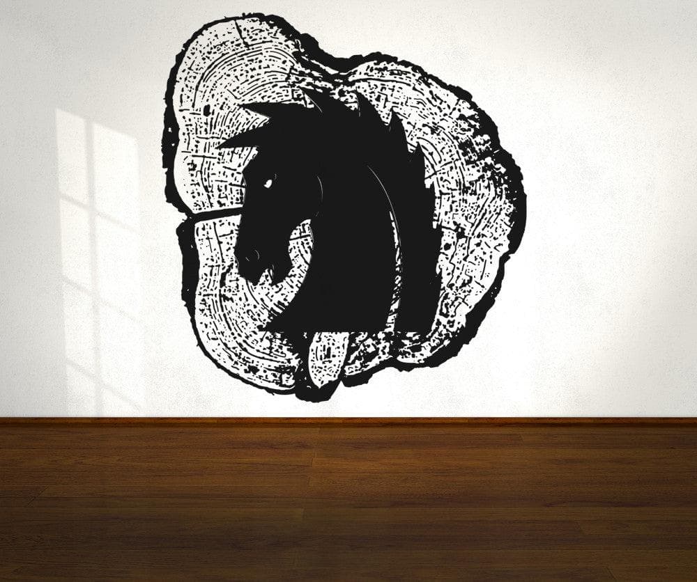 Vinyl Wall Decal Sticker Horse Head Wood Carving #OS_AA1599