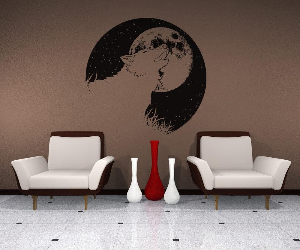 Wolf and Moon Vinyl Wall Decal Sticker. #OS_AA1649