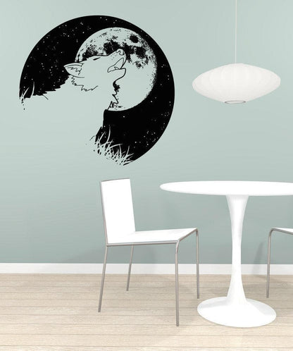 Wolf and Moon Vinyl Wall Decal Sticker. #OS_AA1649