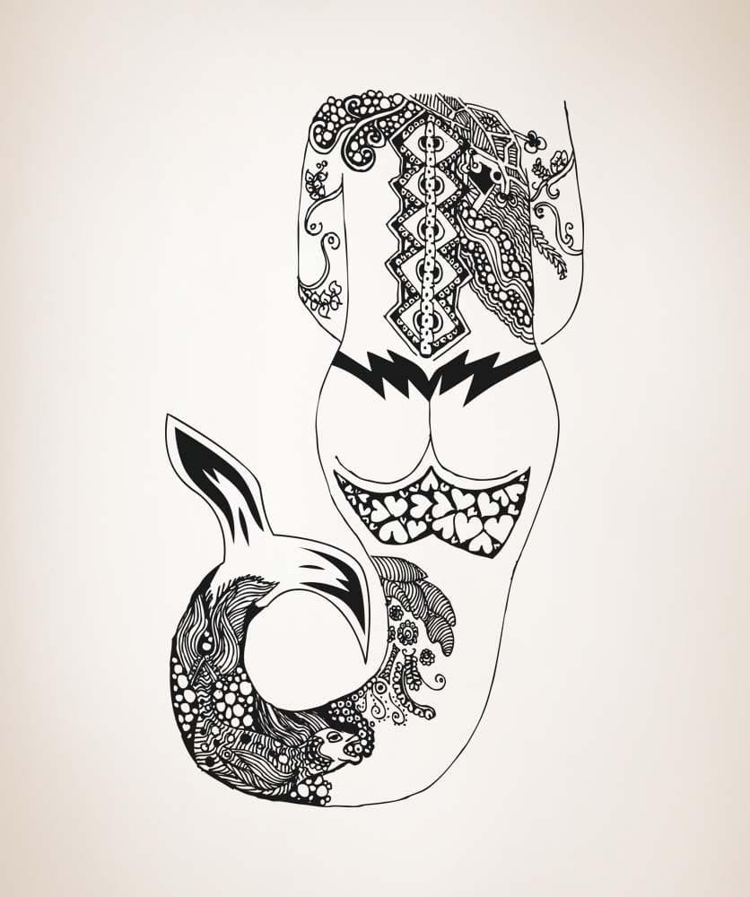 Vinyl Wall Decal Sticker Tattooed Mermaid #OS_AA1687