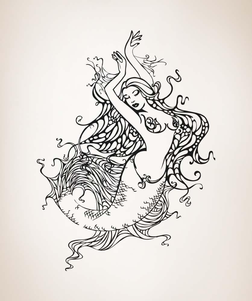 Vintage Mermaid Wall Decal Sticker #OS_AA1690