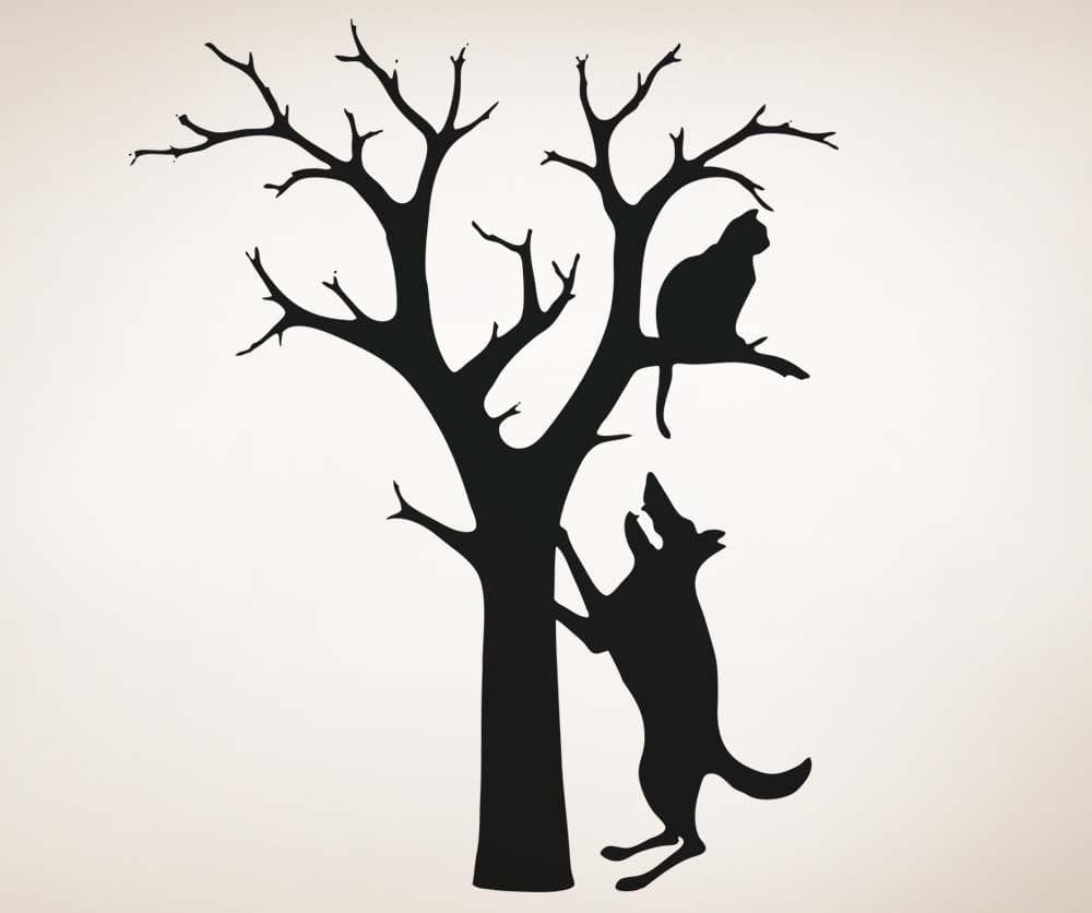 Vinyl Wall Decal Sticker Dog and Cat in Tree #OS_AA1709