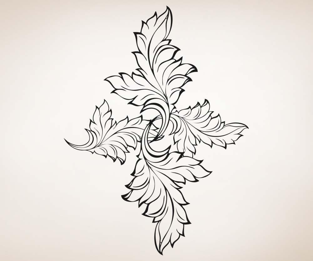 Vinyl Wall Decal Sticker Leaves Diamond Design #OS_AA1721