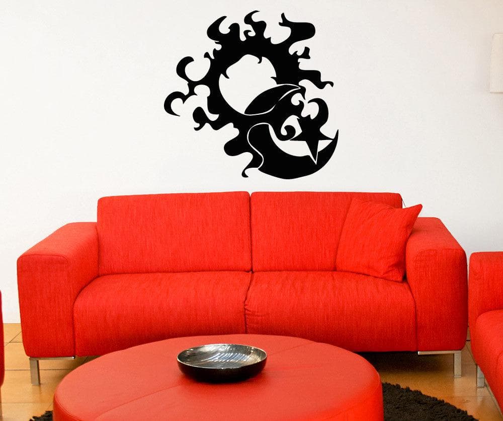 Vinyl Wall Decal Sticker Flaming Sun and Moon #OS_AA1725