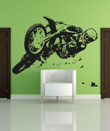 Motocross Bike Jumping Riding Vinyl Wall Decal Sticker.  #OS_AA196