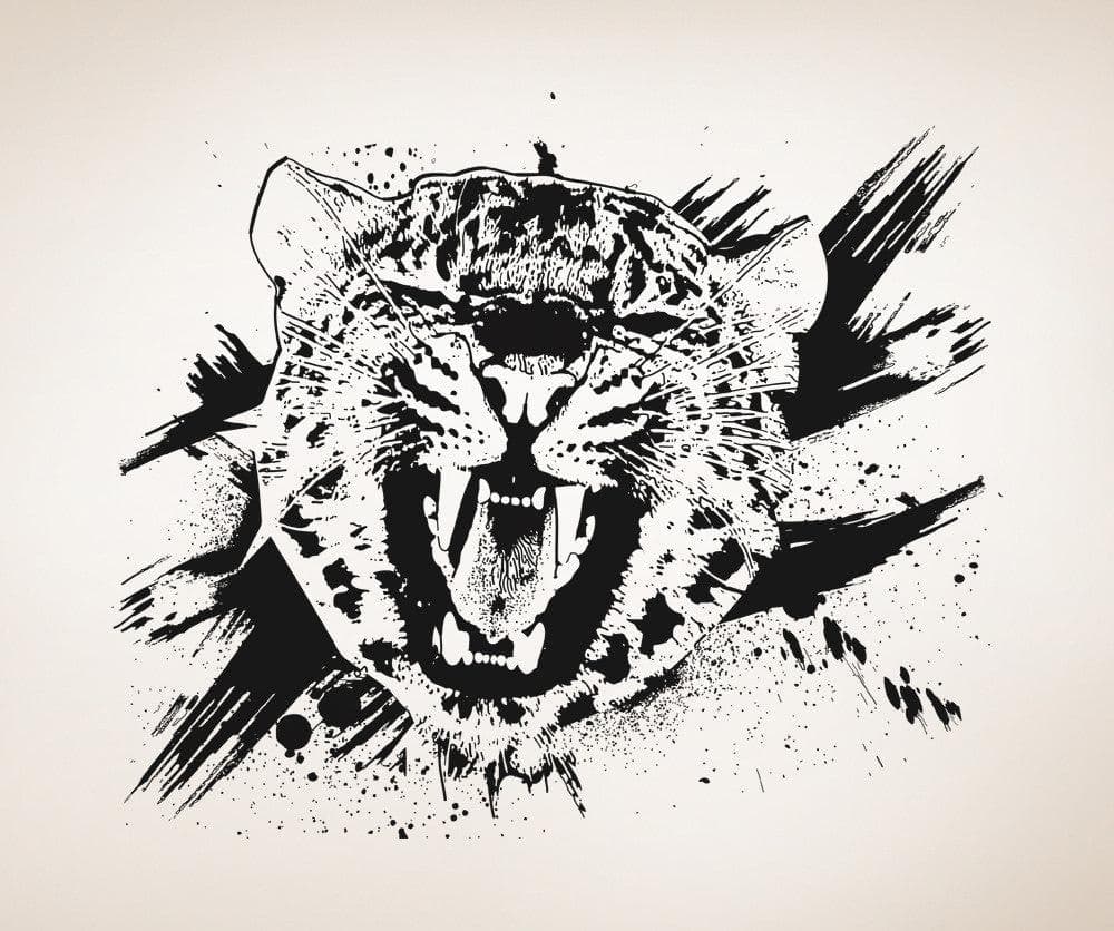 Vinyl Wall Decal Sticker Leopard Growl Grunge #OS_AA653