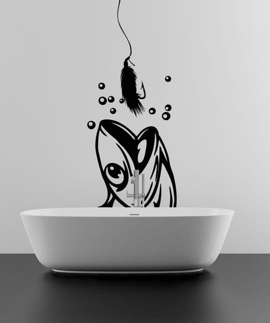 Vinyl Wall Decal Sticker Fish and Hook #OS_AA712