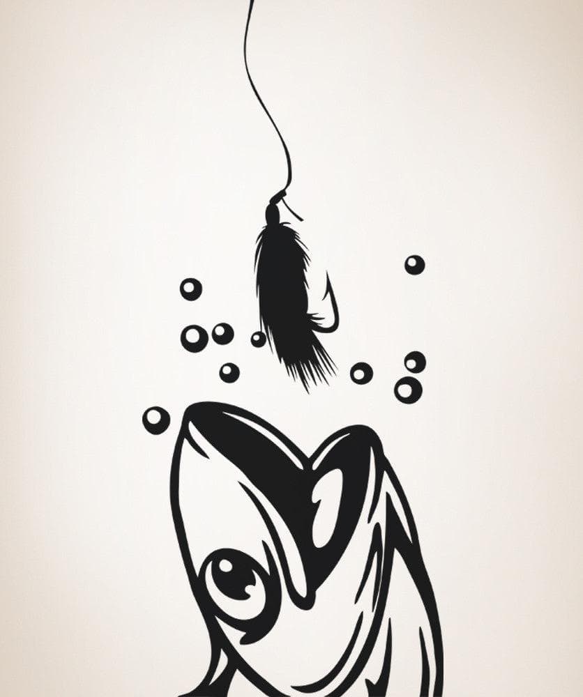 Vinyl Wall Decal Sticker Fish and Hook #OS_AA712
