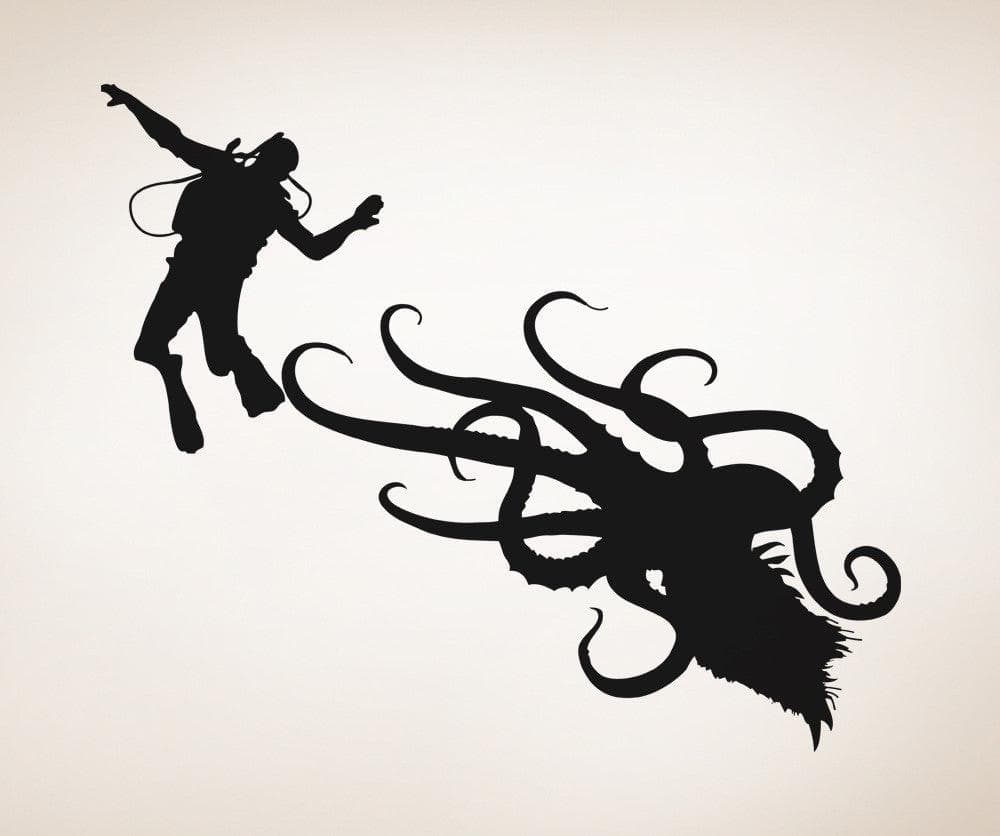 Vinyl Wall Decal Sticker Scuba Diver and Octopus #OS_AA746