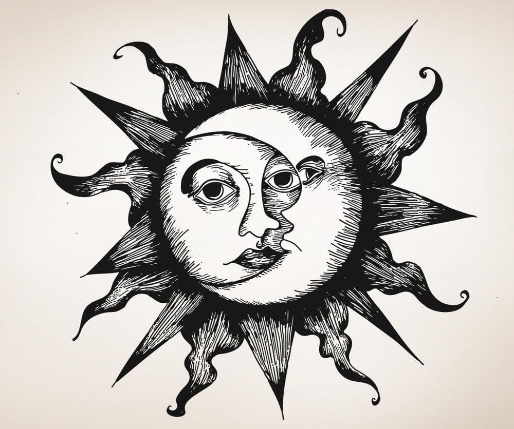 Celestial Moon & Sun Wall Decal Home Decor. #OS_AA815