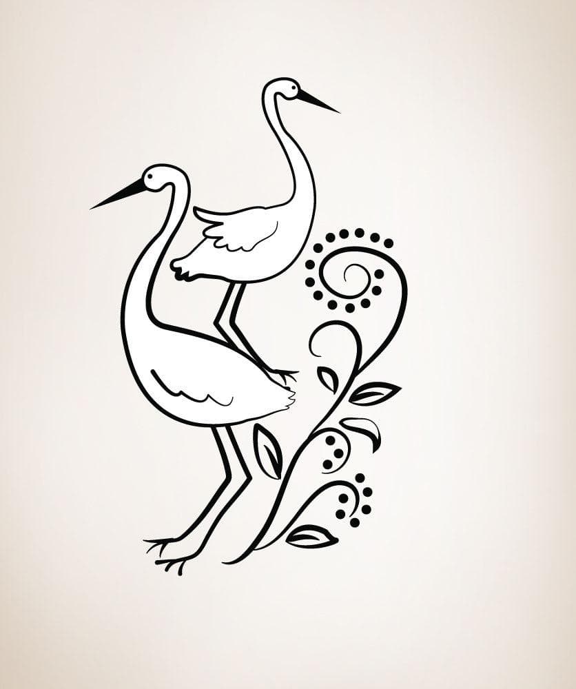 Vinyl Wall Decal Sticker Cranes with Vines #OS_DC141