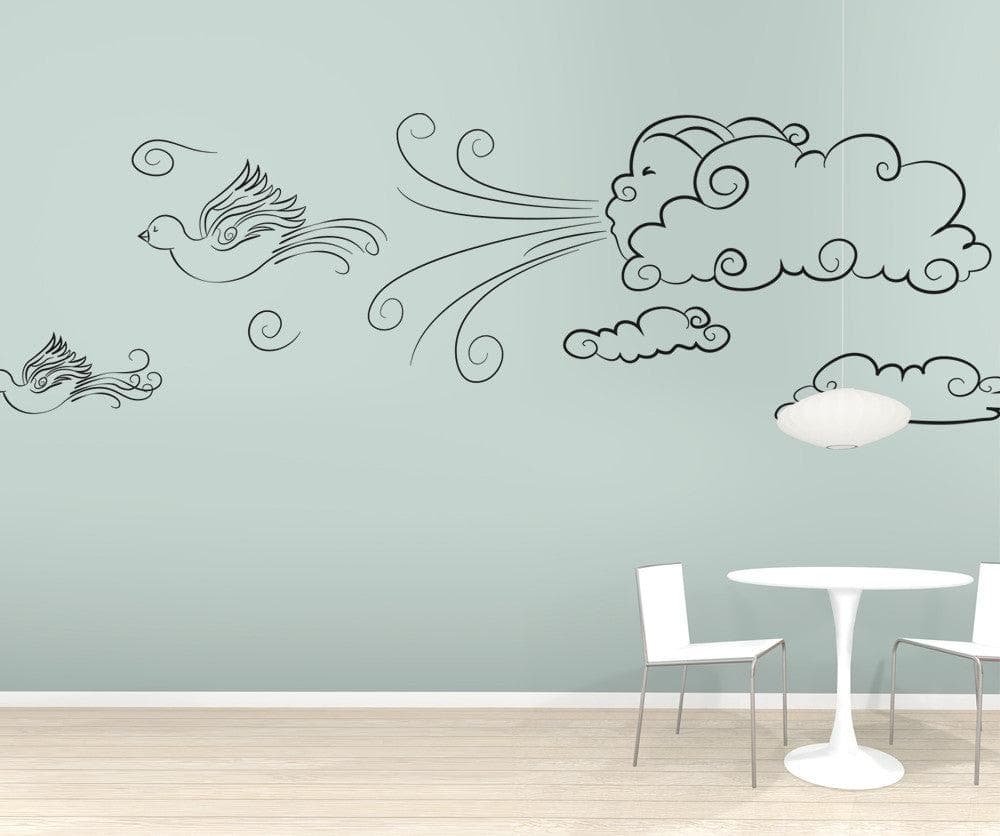 Vinyl Wall Decal Sticker Birds with Clouds #OS_DC448