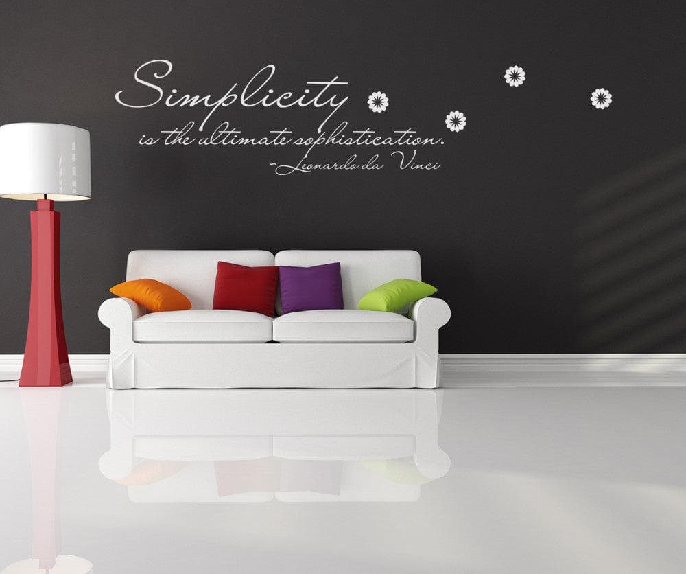 "Simplicity is the ultimate sophistication" Motivational Quote Wall Decal.  #OS_DC509
