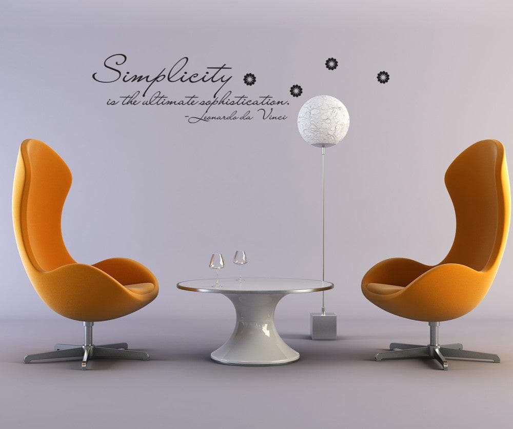 "Simplicity is the ultimate sophistication" Motivational Quote Wall Decal.  #OS_DC509