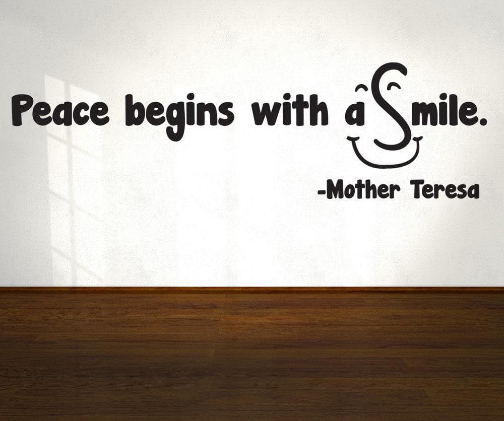 Vinyl Wall Decal Sticker Peace Begins with a Smile #OS_DC511