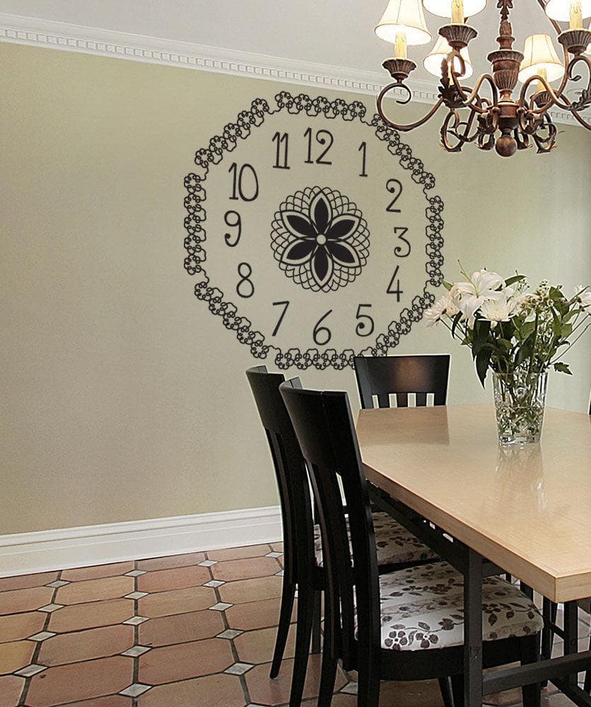 Vinyl Wall Decal Sticker Floral Clock #OS_DC571