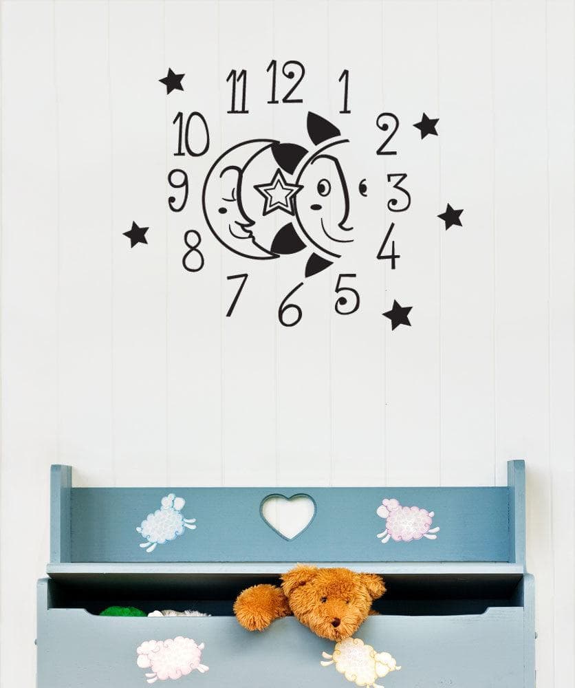 Vinyl Wall Decal Sticker Moon and Sun Clock #OS_DC572