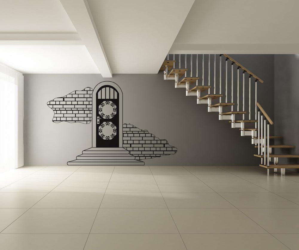 Vinyl Wall Decal Sticker Door with Brick Wall #OS_DC639