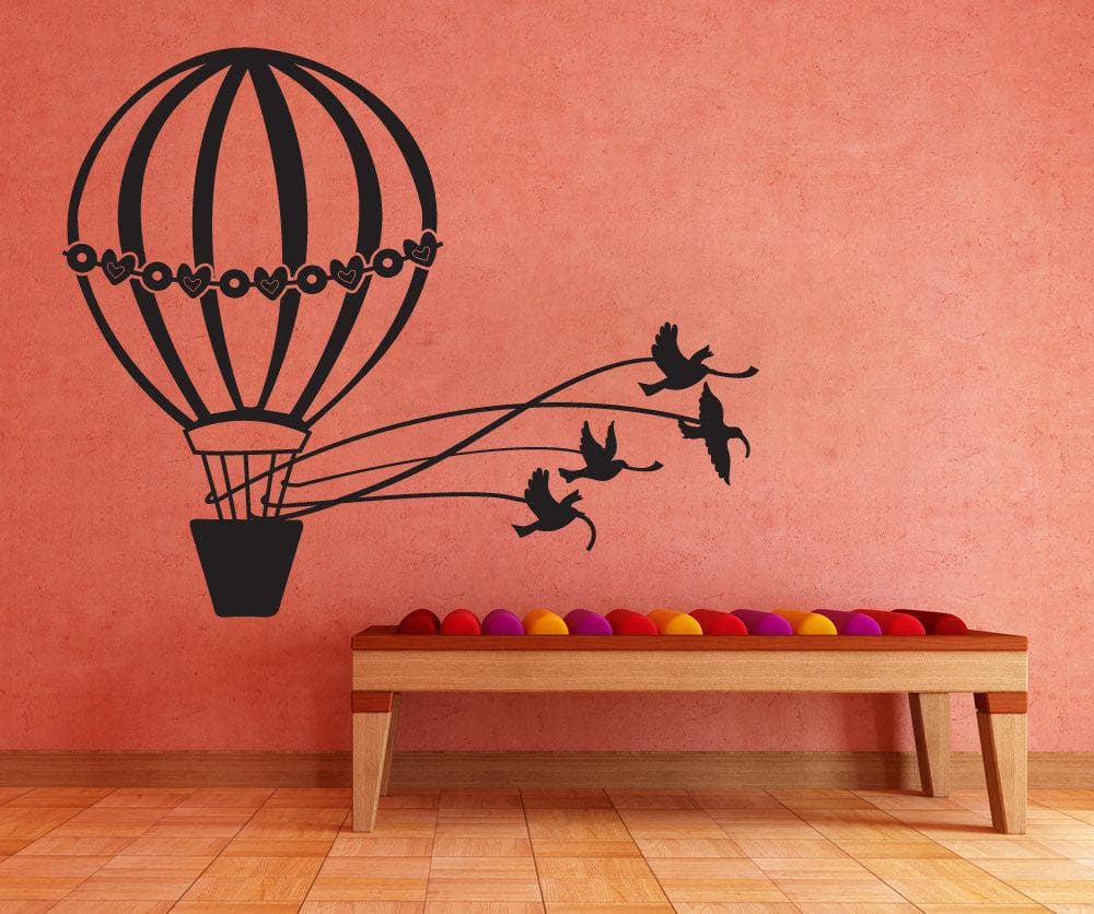 Vinyl Wall Decal Sticker Doves and Hot Air Balloon #OS_DC645