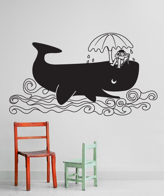 Vinyl Wall Decal Sticker Relaxing Whale #OS_DC646
