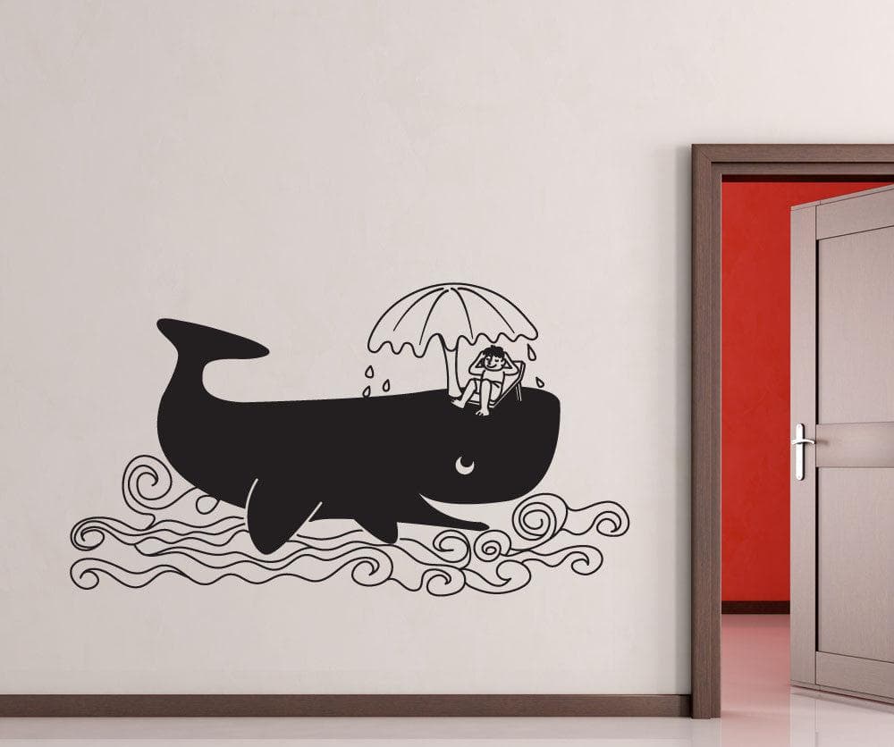 Vinyl Wall Decal Sticker Relaxing Whale #OS_DC646